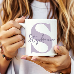 Mug Fête des Mères Monogramme Moderne Violet Initial