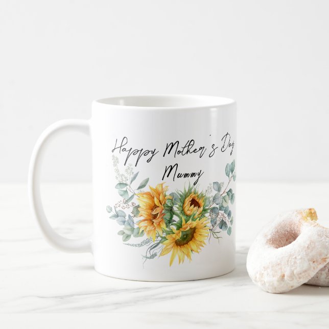 Mug Fête des Mères Mummy Sunflower Eucalyptus (Avec donut)