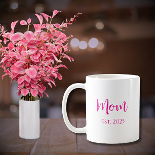 Mug Fête des mères Nouveau Maman Hot rose Élégant Scri