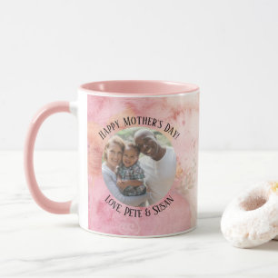 Mug Fête des Mères Pastel Rose Vert Aquarelle Cravate-