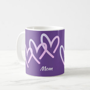 Mug Fête des mères pourpre triple coeur