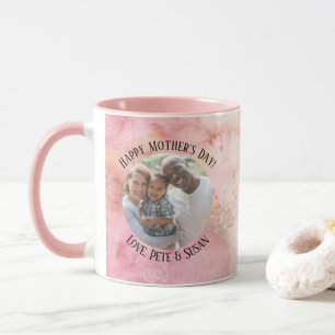Mug Fête des Mères Rose Pâle Vert Aquarelle Tie-Dye