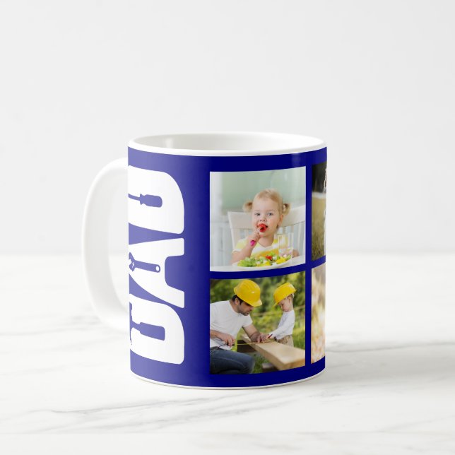 Mug Fête des pères 6 Photo Keepsaké Handyman Papa Bleu (Devant gauche)
