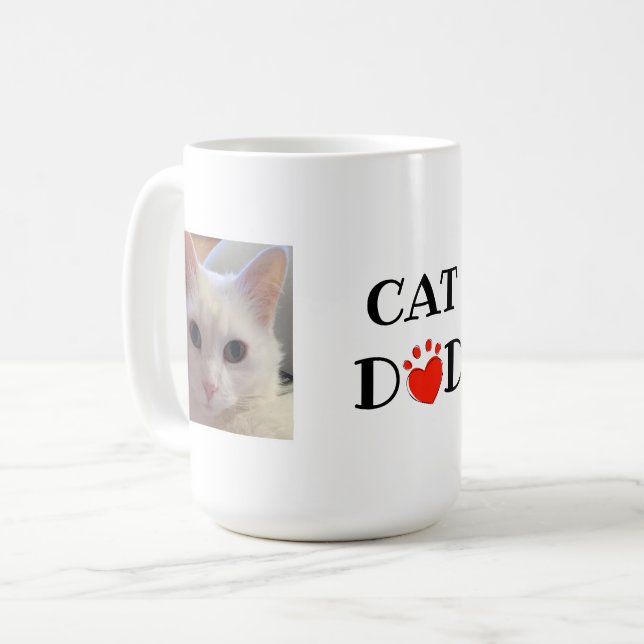 Mug Fête des pères Chat Papa Photo personnalisée (Devant gauche)