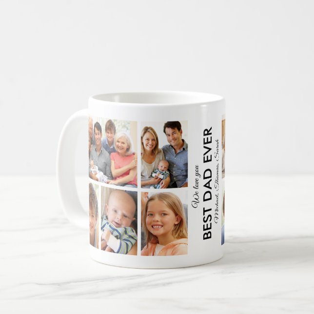 Mug Fête des pères Collage photo de meilleur papa (Devant gauche)
