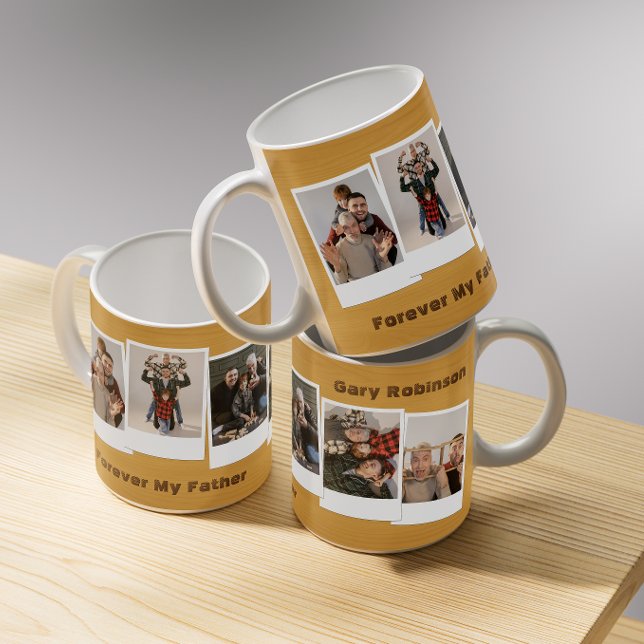 Mug Fête des pères de collage photo de photo de Rustic (Créateur téléchargé)