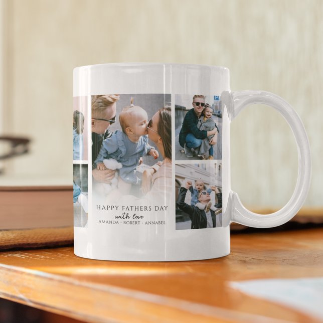 Mug Fête des pères de collage photo moderne (Créateur téléchargé)