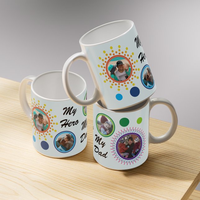 Mug Fête des pères de collection photo circulaire Abst (Créateur téléchargé)