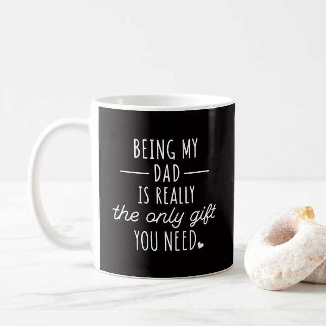 Mug Fête des pères de devis simple texte noir blanc am (Avec donut)