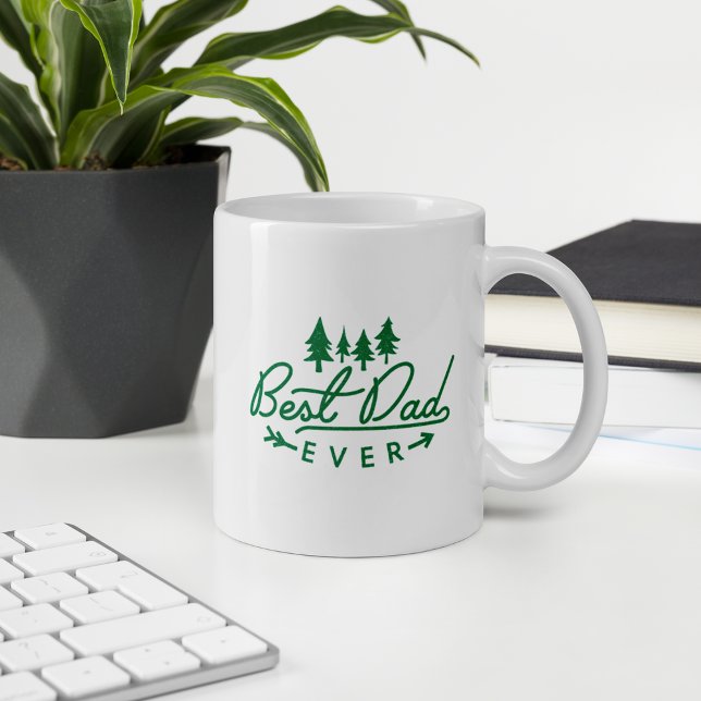 Mug Fête des pères de la typographie verte du meilleur (Best Dad Ever Typography Design on white glossy mug 11-oz)
