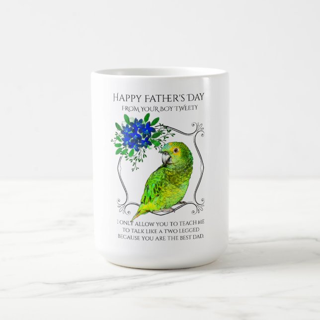 Mug Fête des pères De L'Oiseau De Perroquet Sur Blanc (Centre)