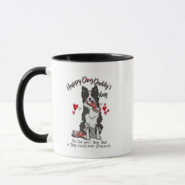 Mug Fête des pères heureuse de votre border collie (Gauche)