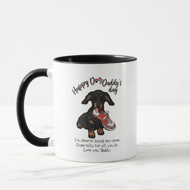Mug Fête des pères heureuse de votre chien de teckel (Gauche)