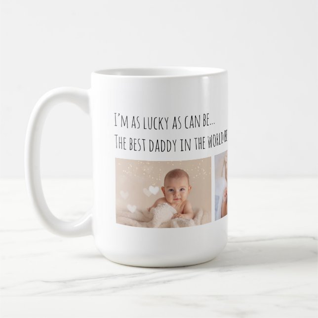 Mug Fête des pères Lucky Me Meilleur Papa Photos Custo (Gauche)