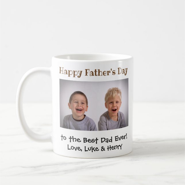Mug Fête des pères Meilleur papa Jamais Enfants Photo (Gauche)