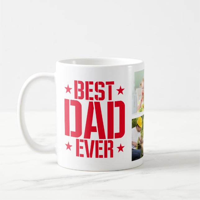Mug Fête des pères Meilleur papa jamais six photo et t (Gauche)