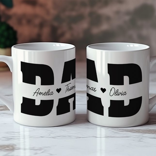 Mug Fête des pères papa avec le nom des enfants (Créateur téléchargé)