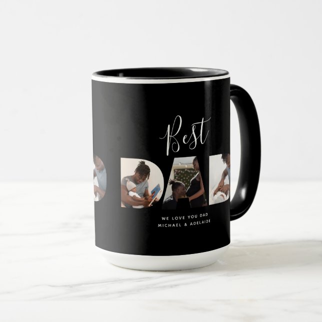Mug Fête des pères personnalisée Collage photo meilleu (Devant droit)