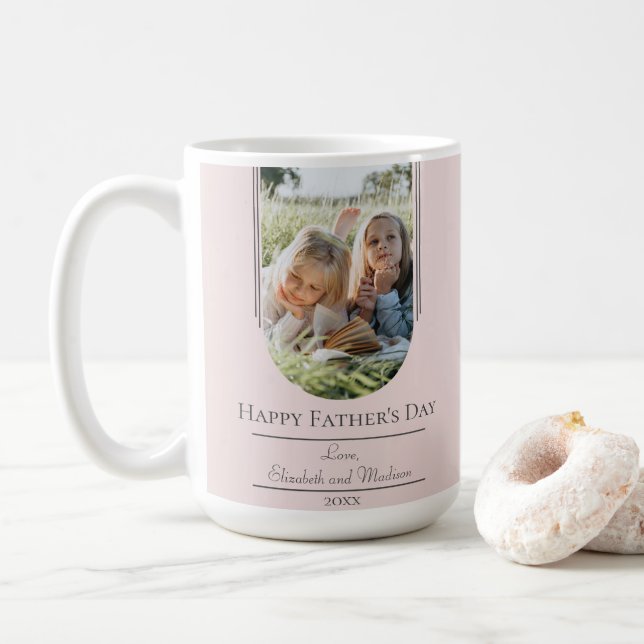 Mug Fête des pères photo de cadre d'arc moderne | Rose (Avec donut)