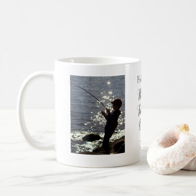 Mug fête des pères photo de pêche personnalisée (Avec donut)