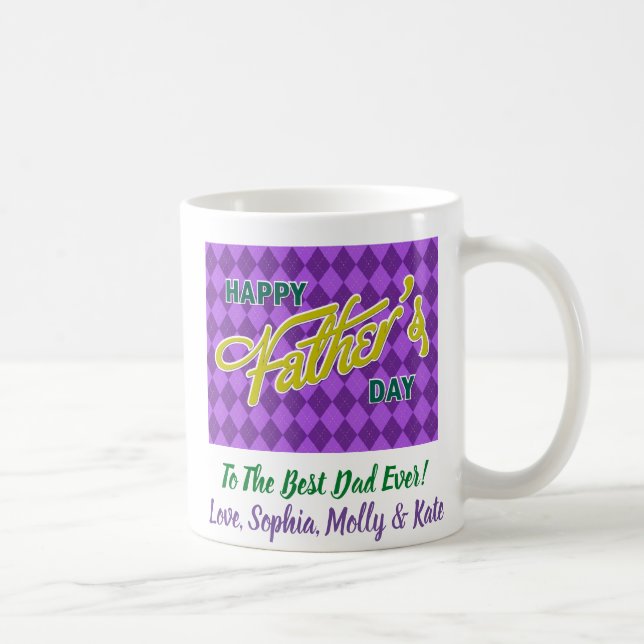 Mug Fête des pères Photo Papa Meilleur Jour De Plaid (Droite)