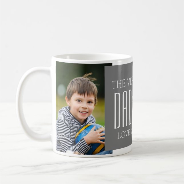 Mug Fête des pères photo personnalisée Gris de boue (Gauche)