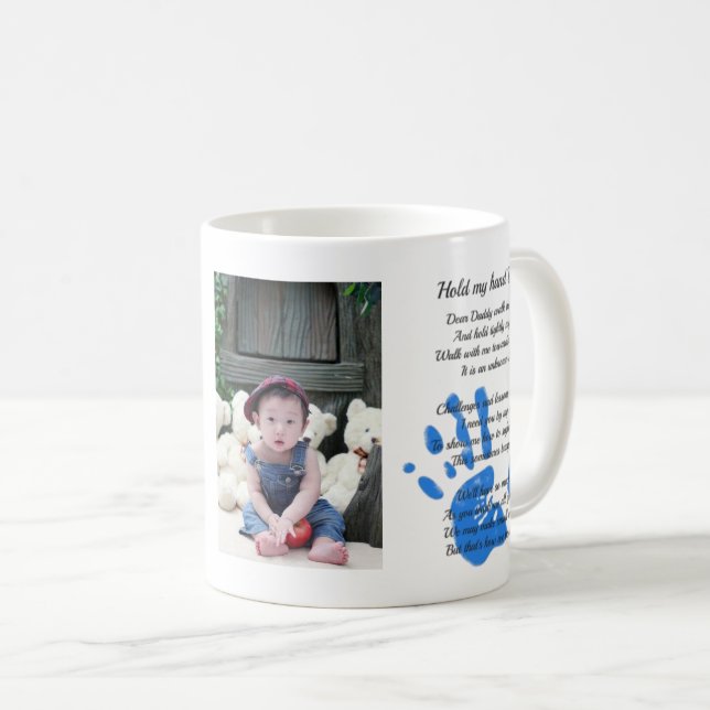 Mug Fête des pères Poème Tenir ma main empreinte papa  (Devant droit)