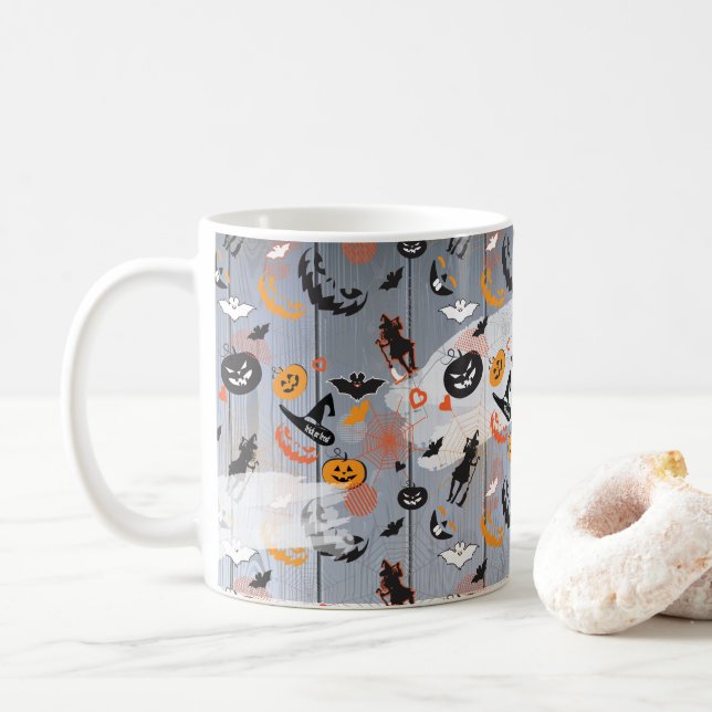 Mug Fête d'Halloween "Treat or Trick" Bois Loft Design (Avec donut)