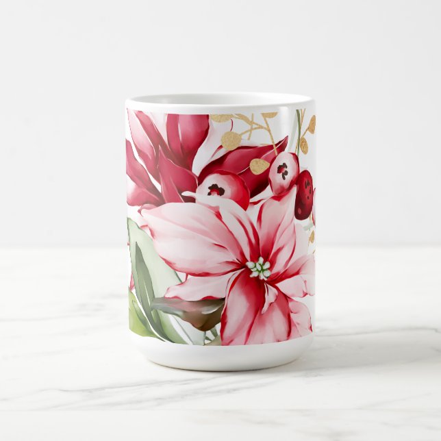 Mug Fête d'hiver poinsettia aquarelle fleurs (Centre)