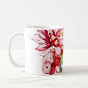 Mug Fête d'hiver poinsettia aquarelle fleurs