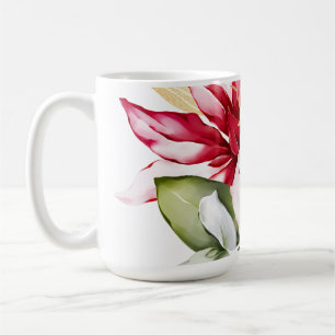 Mug Fête d'hiver poinsettia aquarelle fleurs