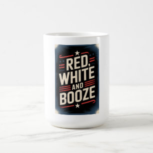 Mug Fête du 4 juillet Booze   Rouge Blanc et Booze