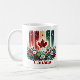 Mug Fête du Canada florale   Joli drapeau canadien