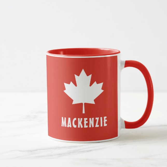 Mug Fête du Canada Rouge Blanc Canadien Drapeau Maple  (Droite)