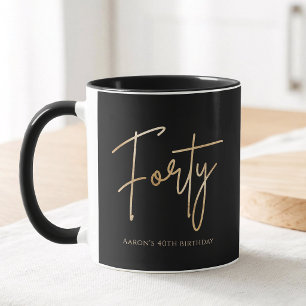 Mug Fête élégante d'anniversaire de 40 ans en noir et