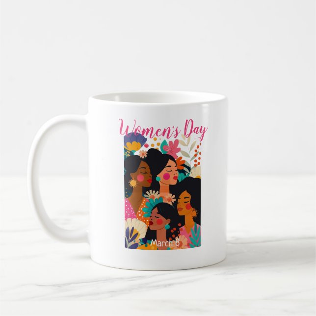Mug Fête internationale des femmes rose florale (Gauche)