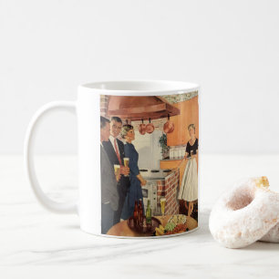 Mug Fête rétro dans la cuisine, bière et apéritifs