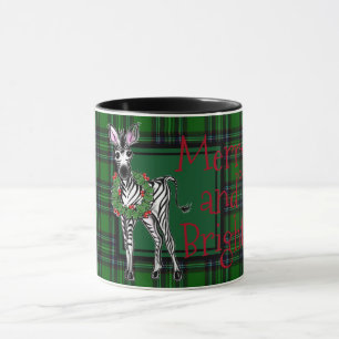 Mug Fête Zebra Holly couronne vert plaid M