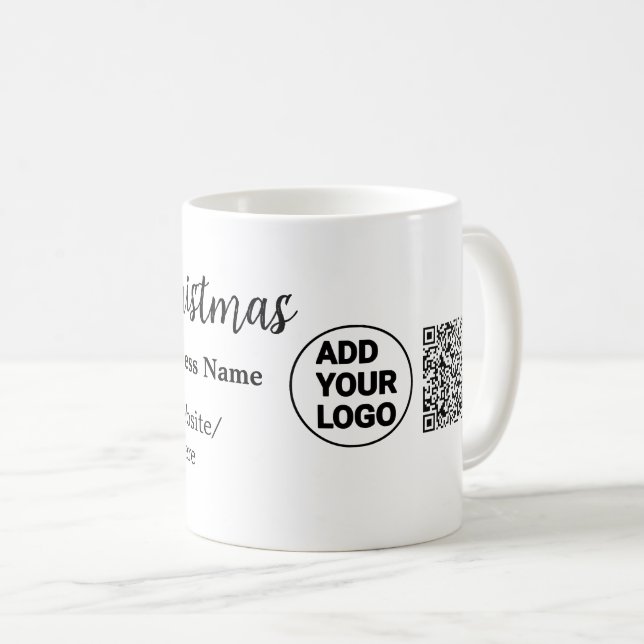 Mug Fêtes de Noël ajouter logo entreprise nom q r code (Devant droit)