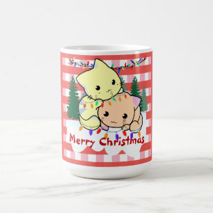 Mug Fêtes des chats sur la neige, nom personnalisé
