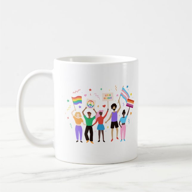 Mug Fêtez le Mois de la Fierté avec des panneaux (Gauche)
