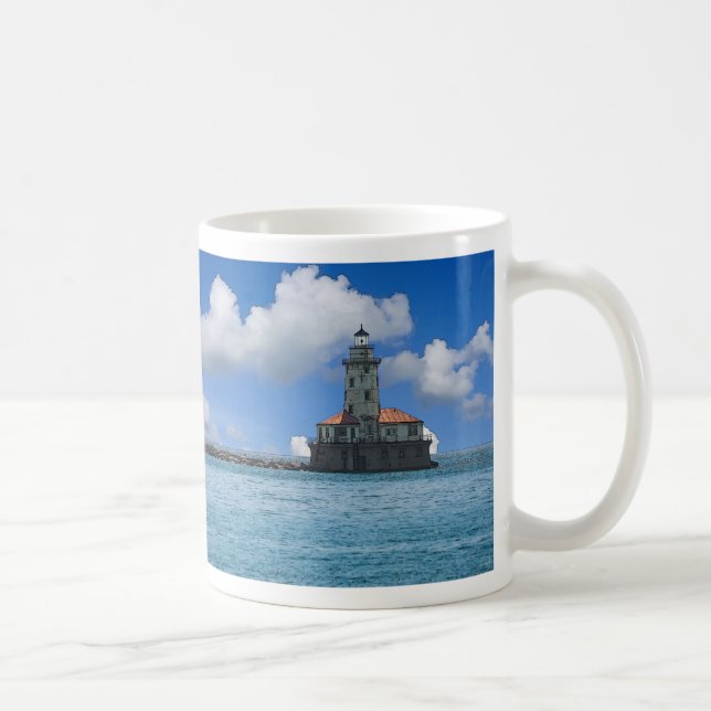 Mug Feu de café peint du phare du port de Chicago (Droite)