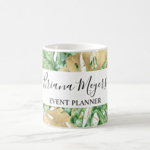 Mug Feuillage de palmier doré blanc tropical