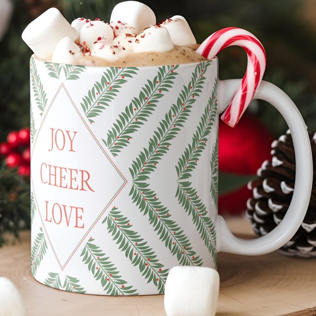 Mug Feuillage de vacances Quadrant Blanc et Vert (festive holiday mug)
