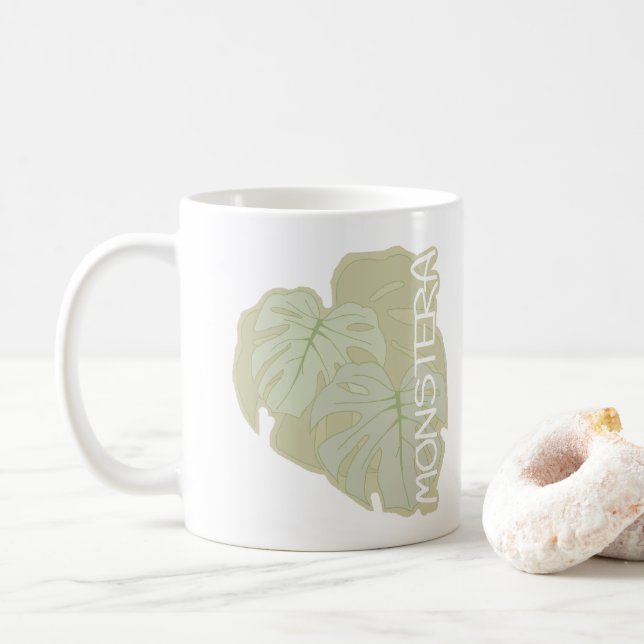 Mug Feuillage Monstera en vert tendre (Avec donut)