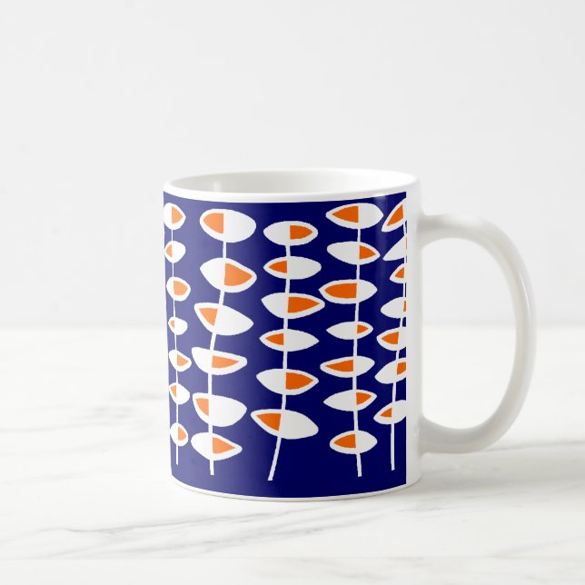 Mug Feuille alternative - Blanc et orange sur bleu fon (Droite)