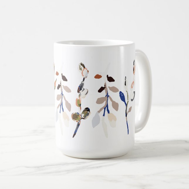 Mug Feuille blanc Elégant aquarelle Floral (Devant droit)