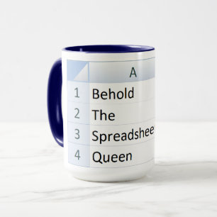 Mug Feuille de calcul puissant Queen, Excel Blue