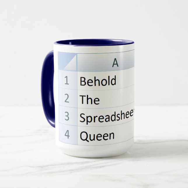 Mug Feuille de calcul puissant Queen, Excel Blue (Devant gauche)