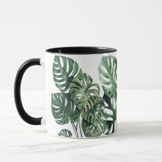 Mug Feuille de monstère blanc et noir Musique